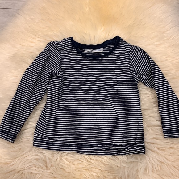 Long-Sleeve Striped Navy/White Shirt and Navy Puffer Zipper Vest 24M - Picture 5 of 7